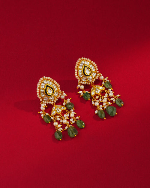 Irisha Polki Long Earrings