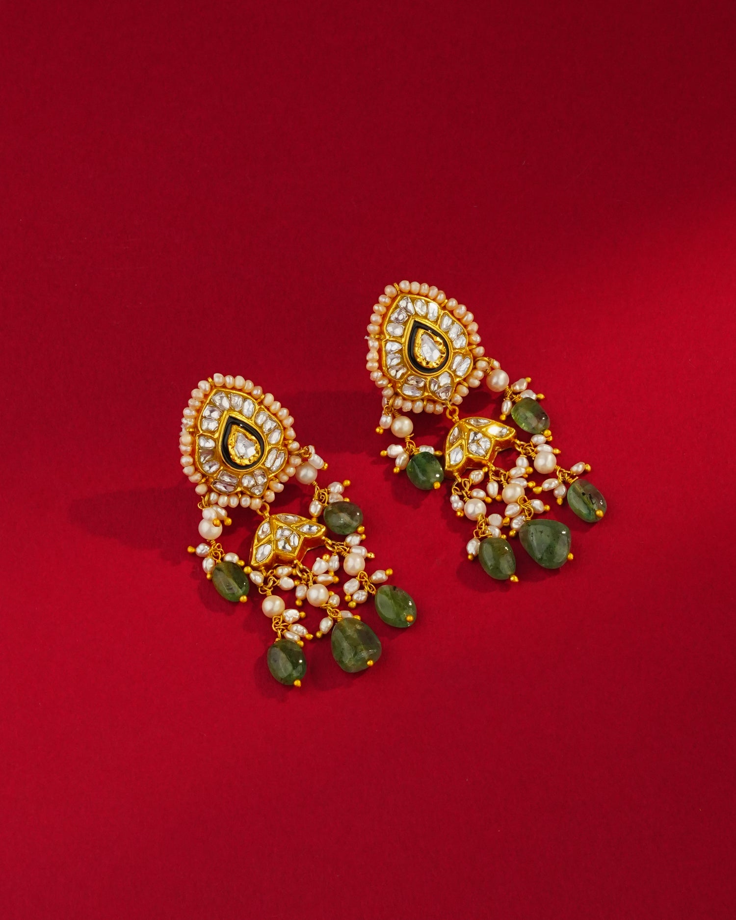 Irisha Polki Long Earrings