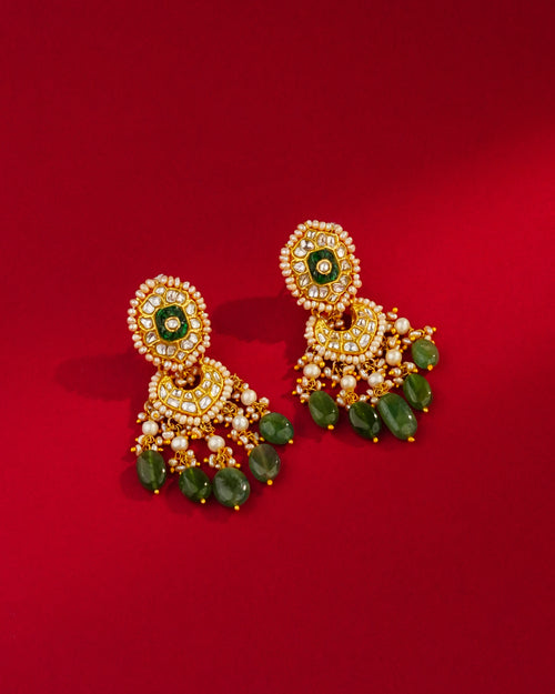 Ishanvi Polki Long Earrings