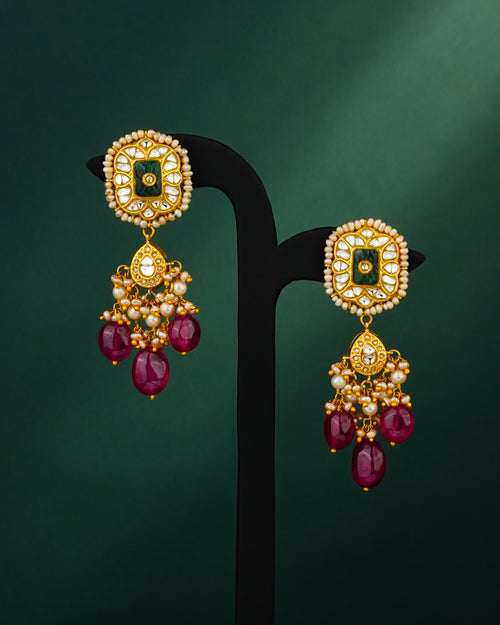 Rhea Polki Long Earrings