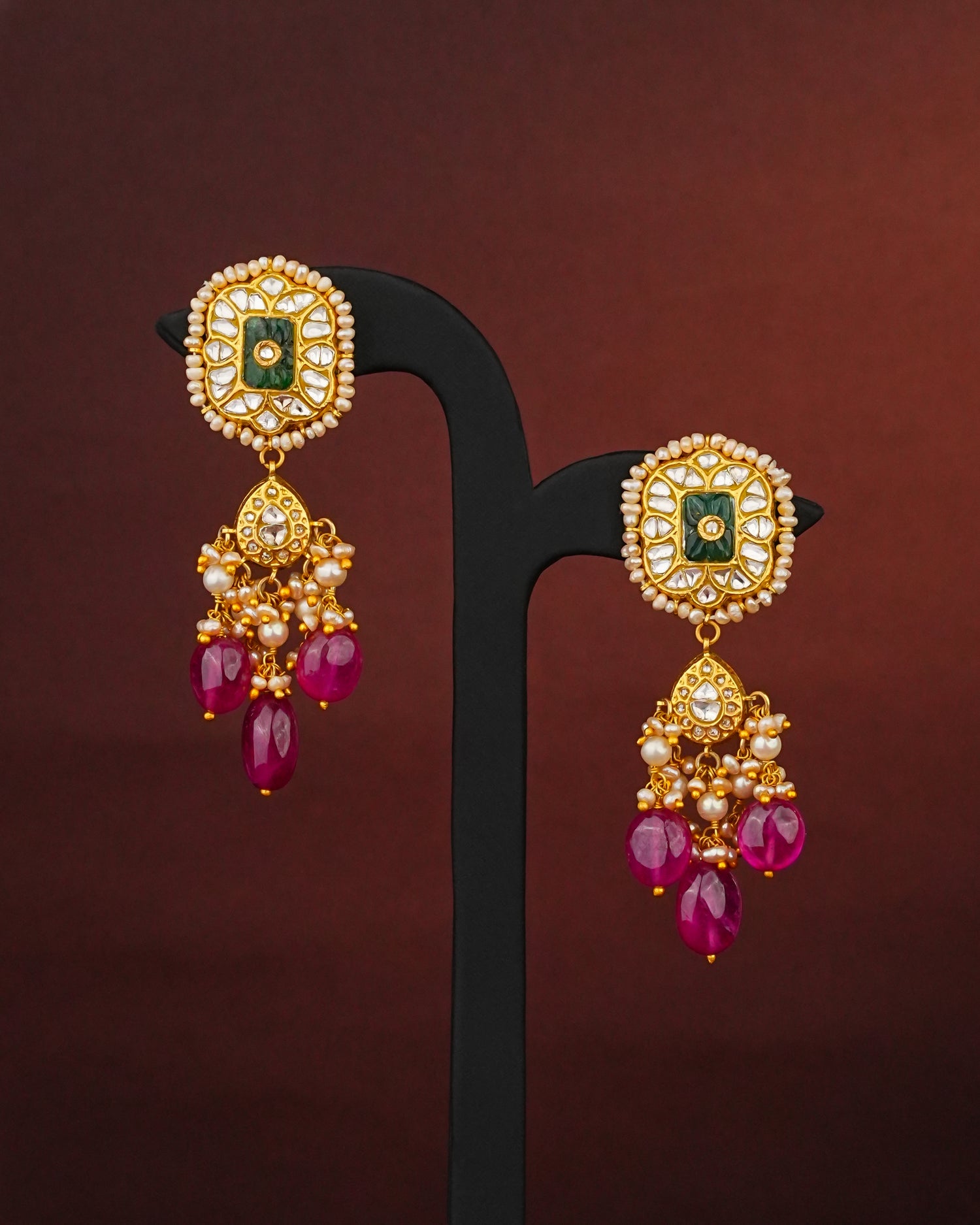 Rhea Polki Long Earrings