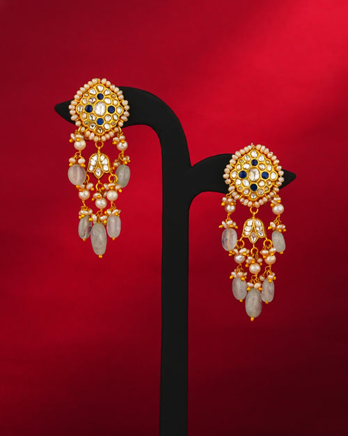 Devika Polki Long Earrings