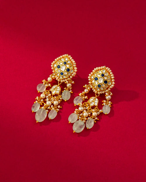 Devika Polki Long Earrings