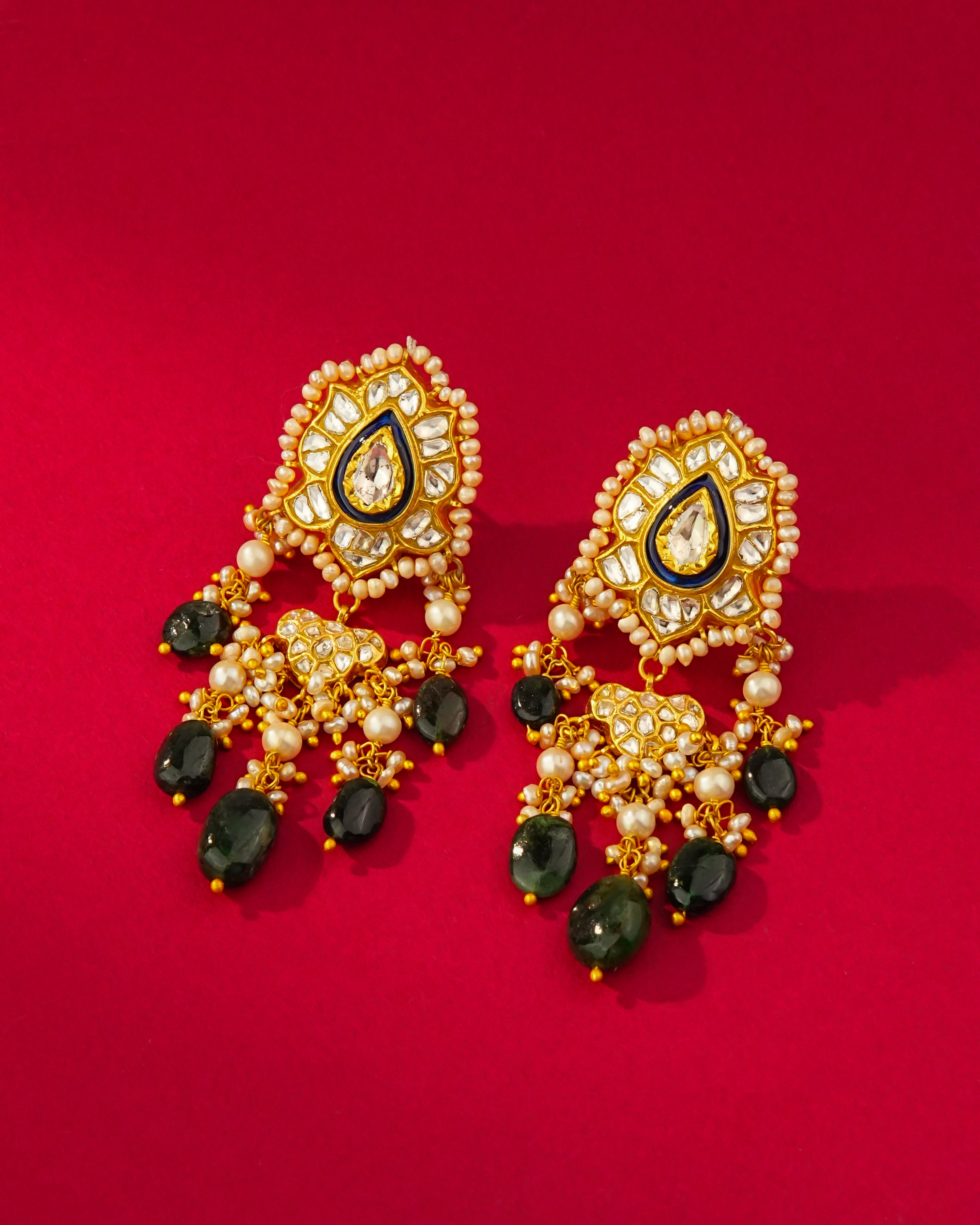 Vina Polki Long Earrings