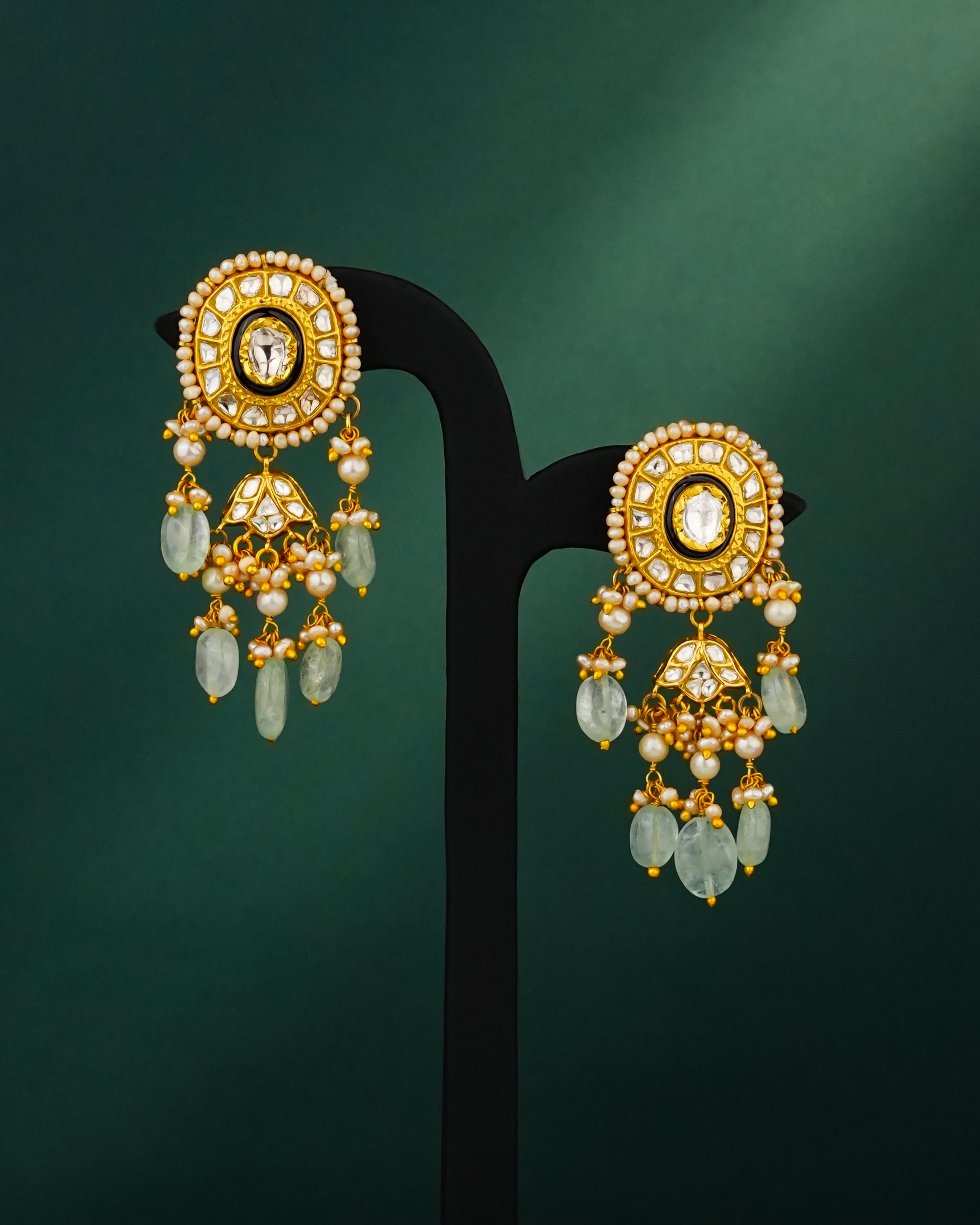 Rina Polki Long Earrings