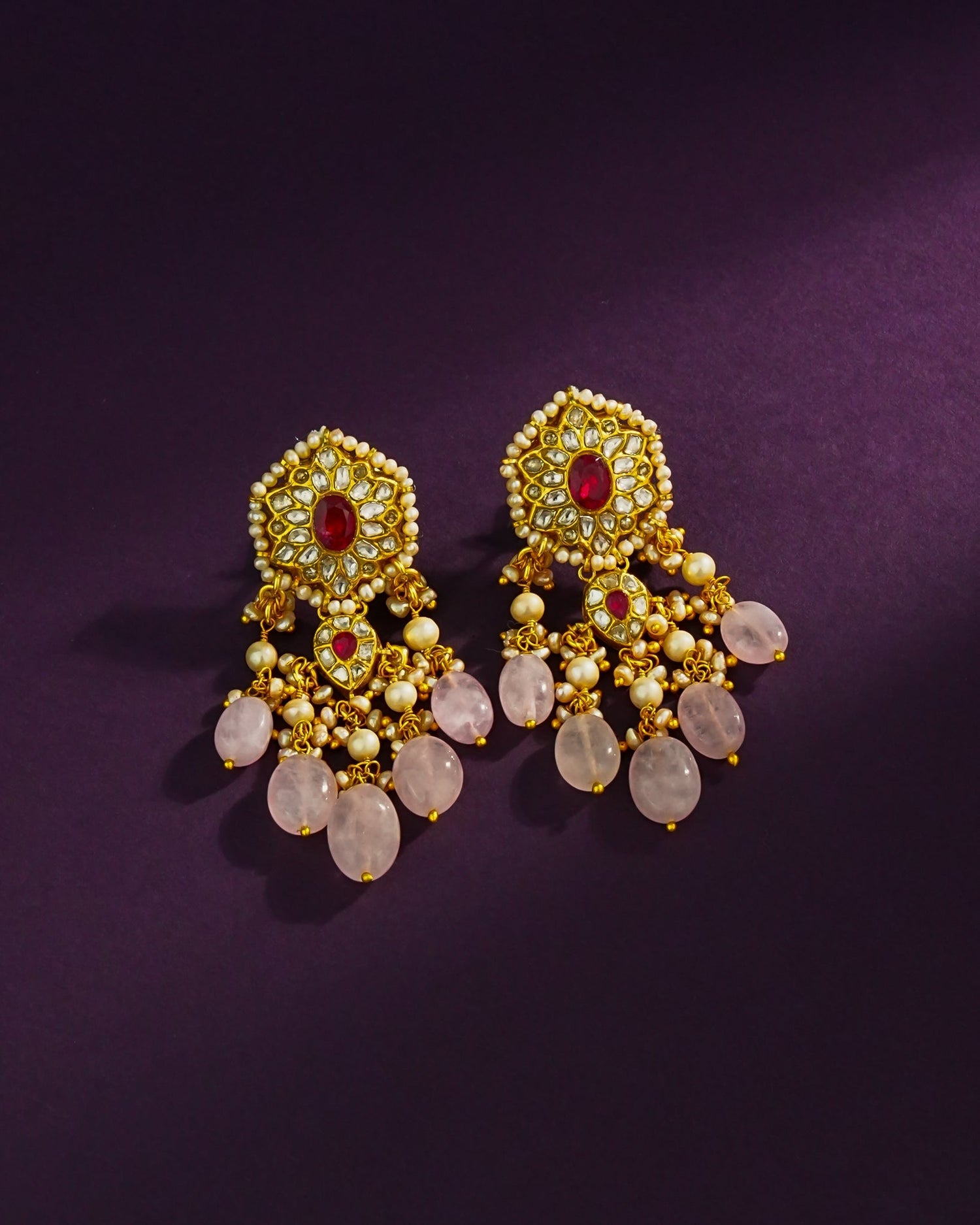 Dinika Polki Long Earrings