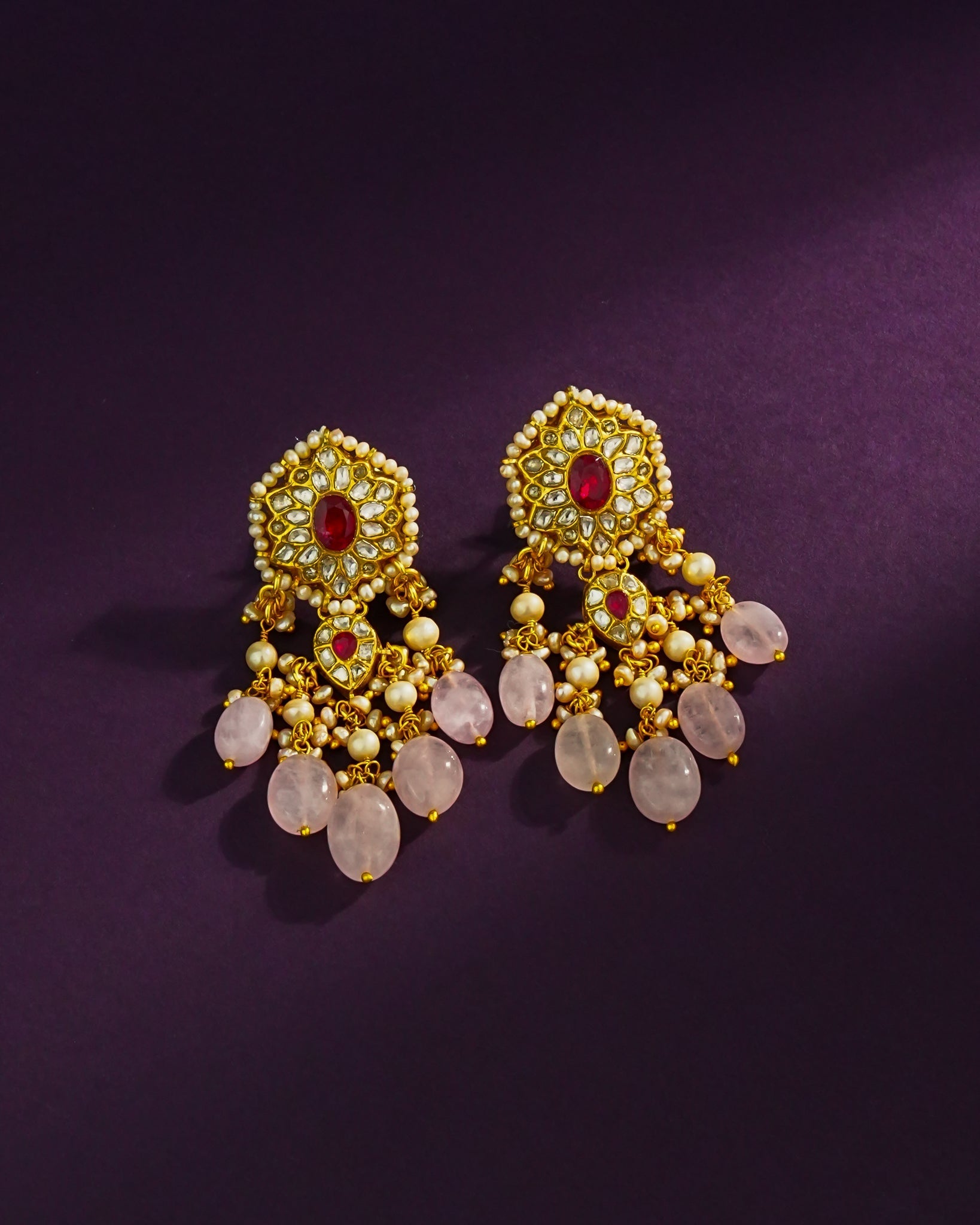Dinika Polki Long Earrings