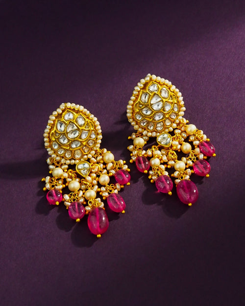 Easha Polki Long Earrings