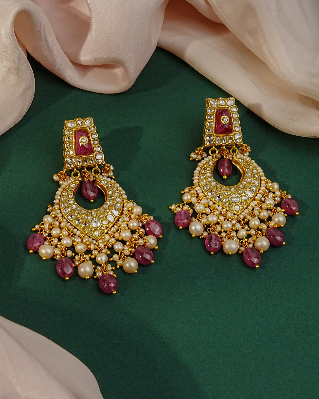 Keshvi Necklace And Kavya Chandbalis Polki Set