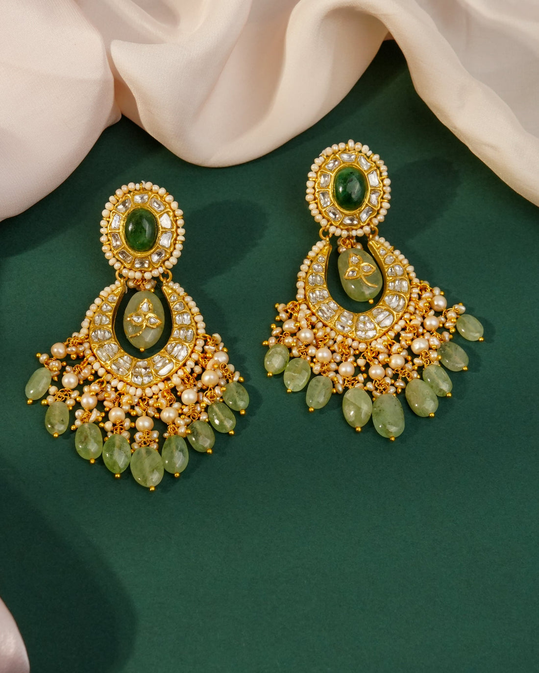 Dhruvi Necklace And Saniya Chandbalis Polki Set