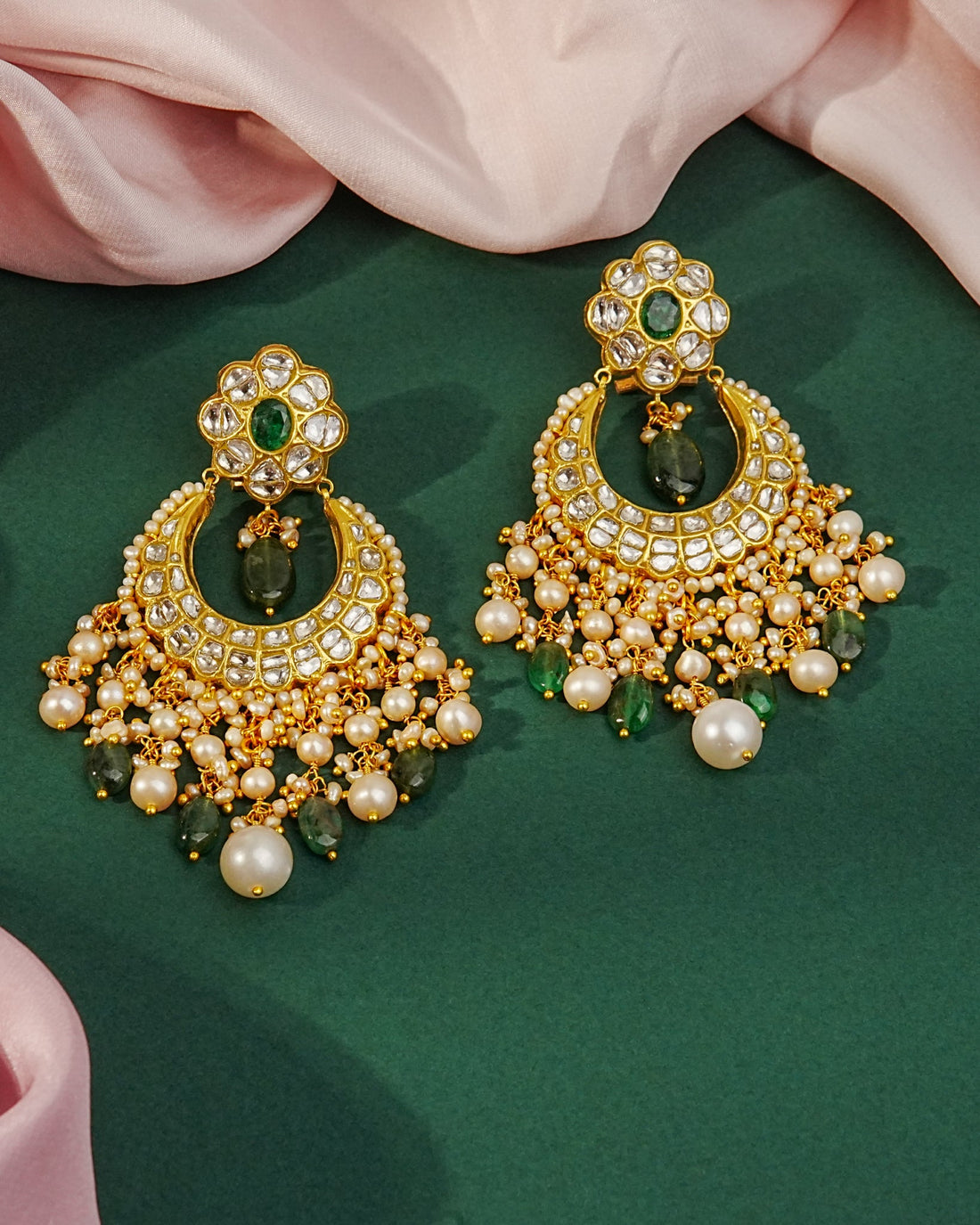 Arunita Necklace And Nita Chandbalis Polki Set