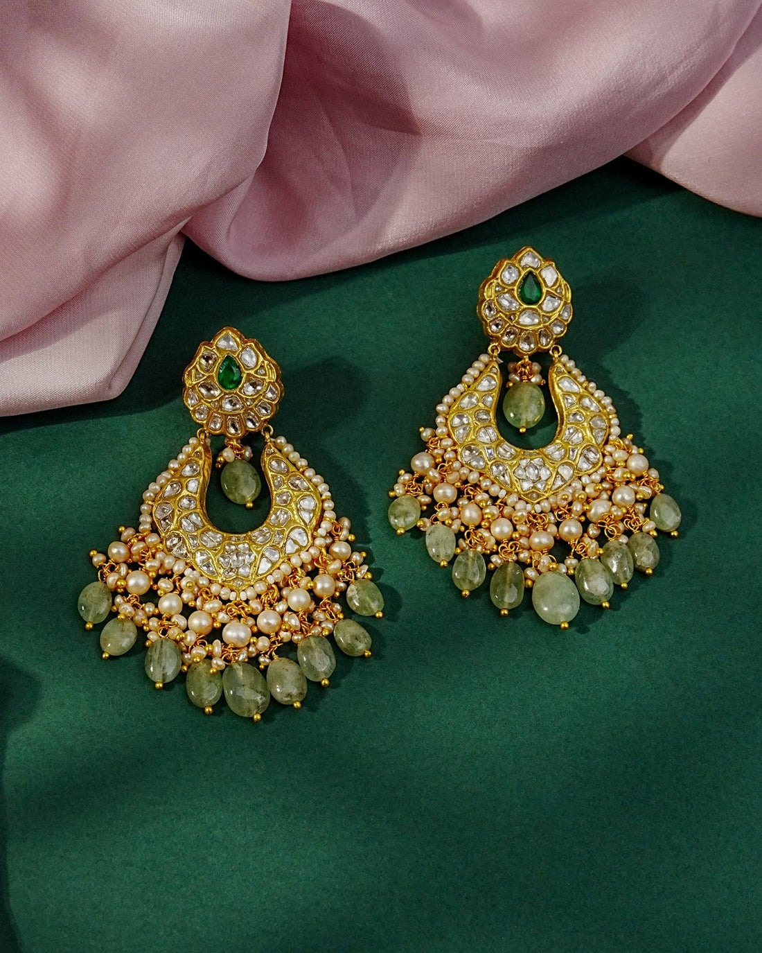 Maya Necklace And Vidya Chandbalis Polki Set