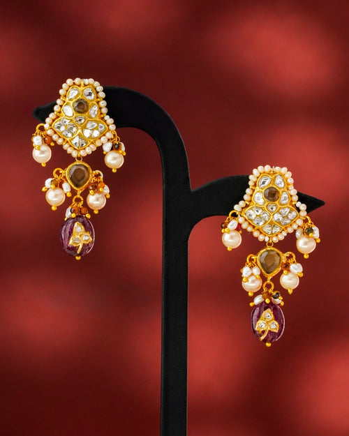 Afia Polki Long Earrings