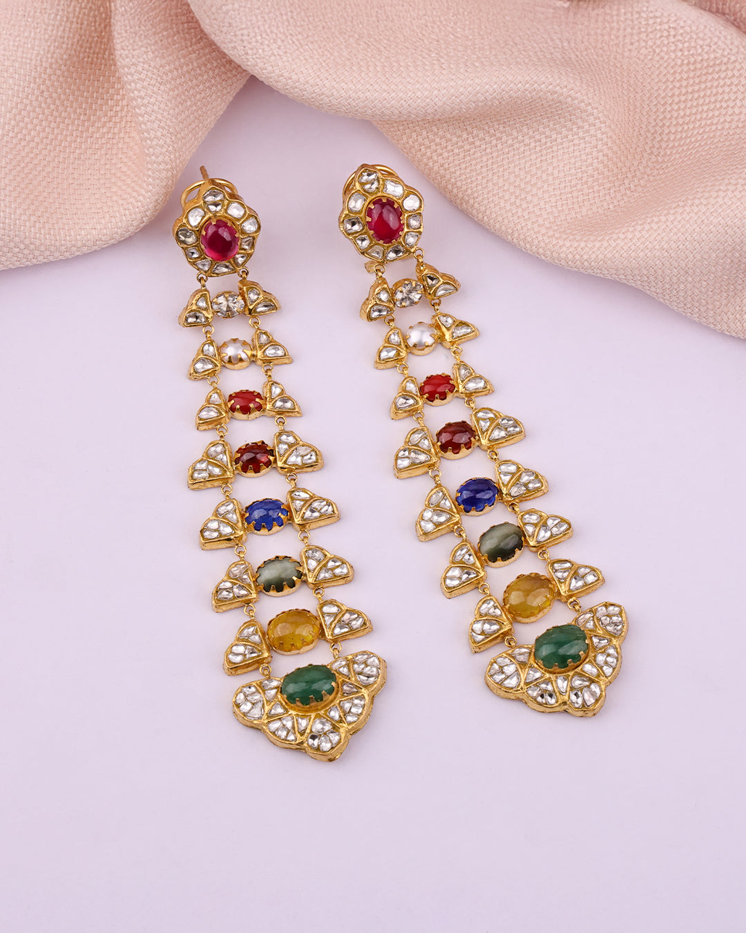 Alivia Polki Long Earrings