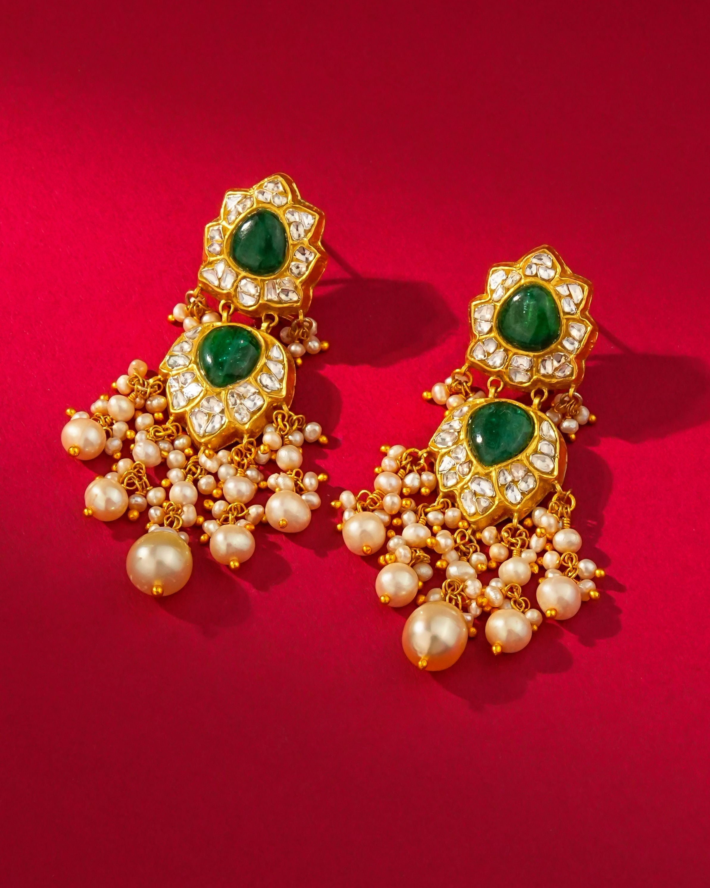 Swara Polki Long Earrings