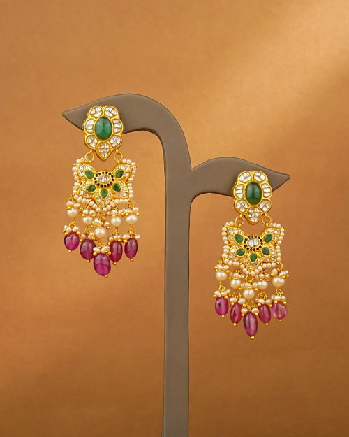 Drisha Polki Long Earrings