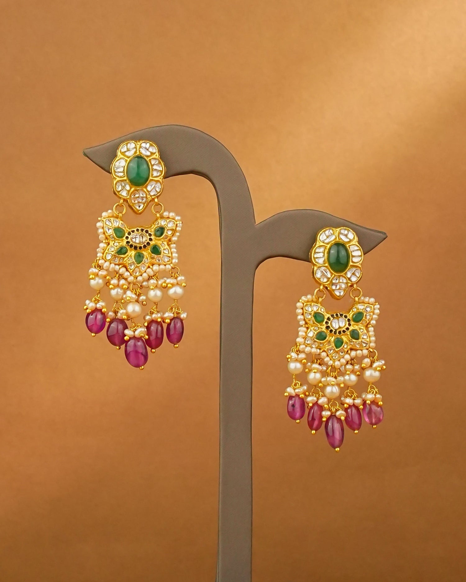 Drisha Polki Long Earrings