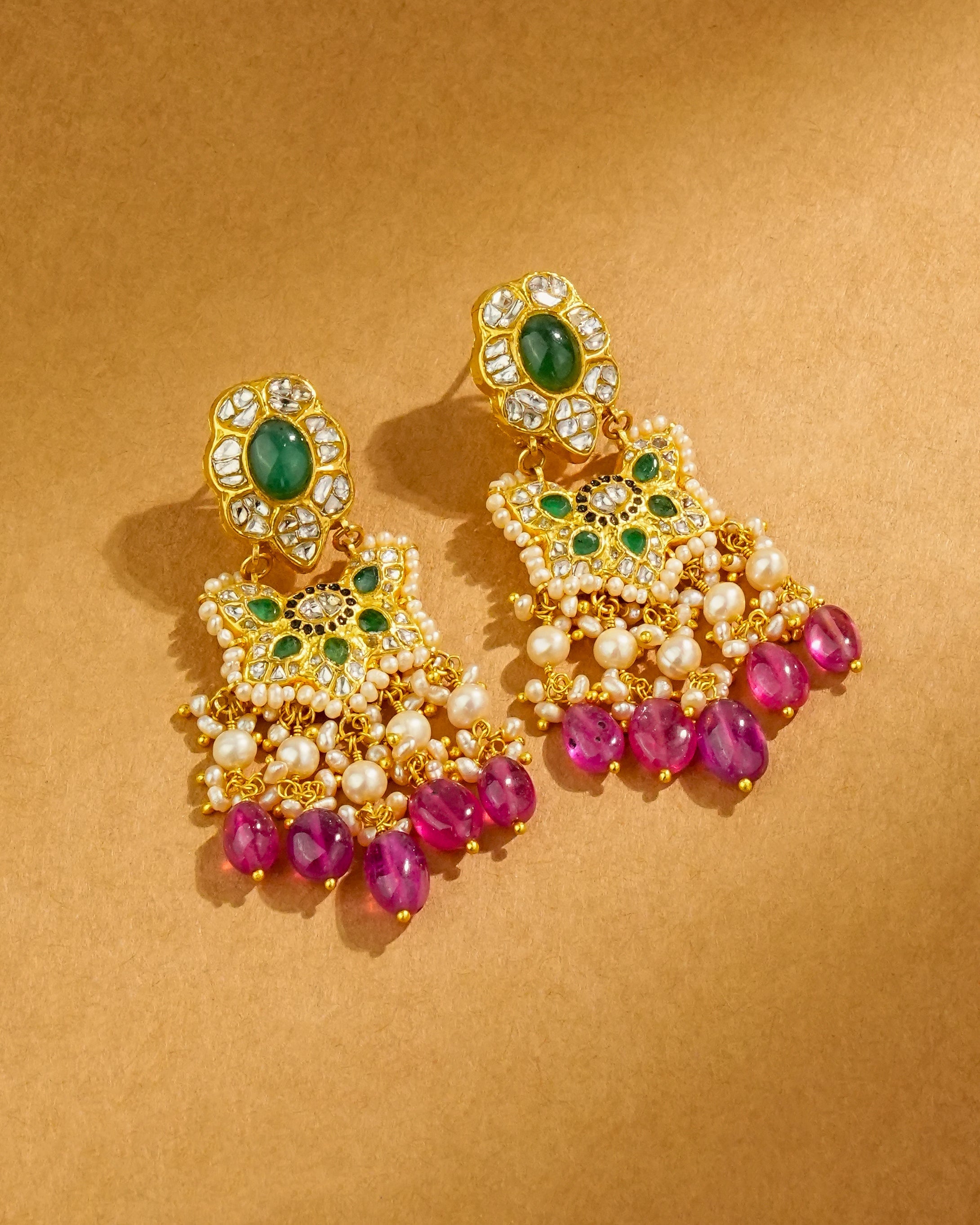 Drisha Polki Long Earrings