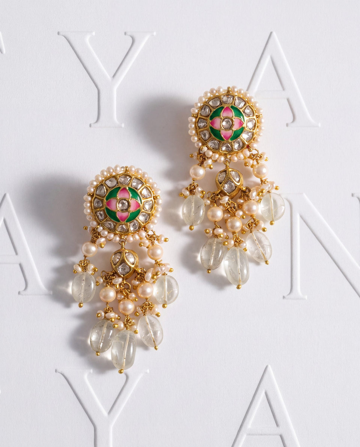 Jishani Polki Long Earrings