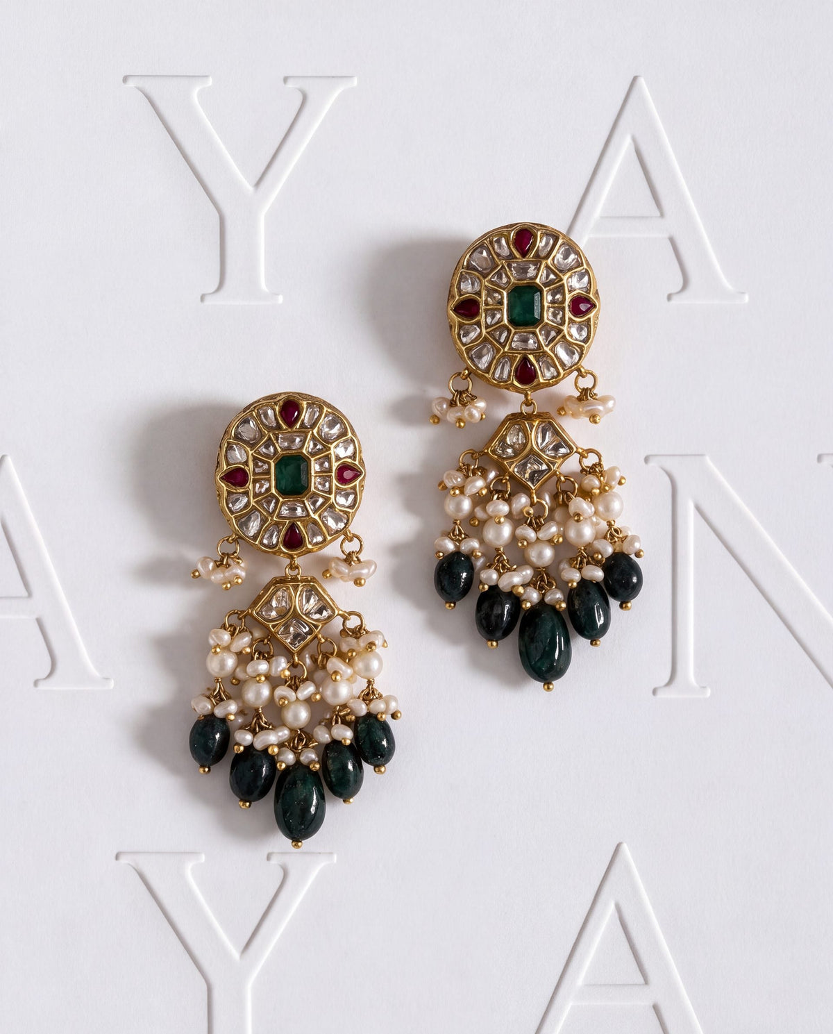 Jivka Polki Long Earrings