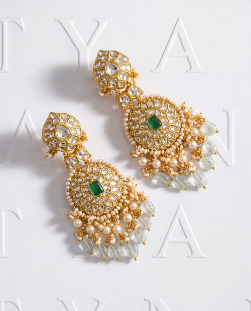 Amisha Polki Long Earrings