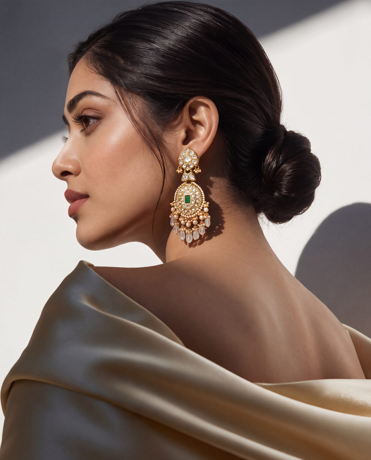 Amisha Polki Long Earrings