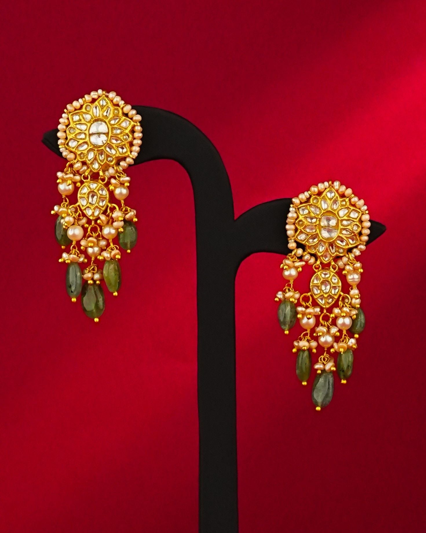 Nisha Polki Long Earrings