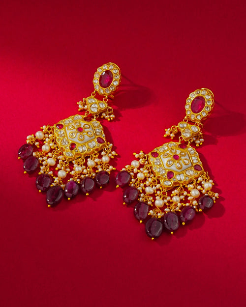 Anisha Polki Long Earrings