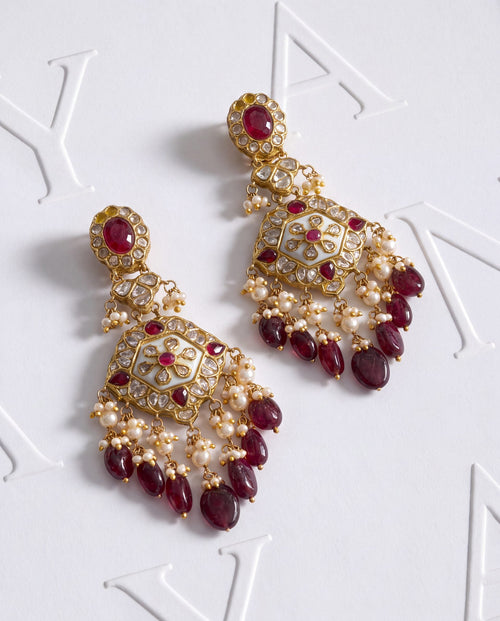 Anisha Polki Long Earrings
