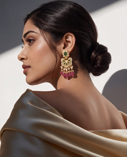 Drisha Polki Long Earrings