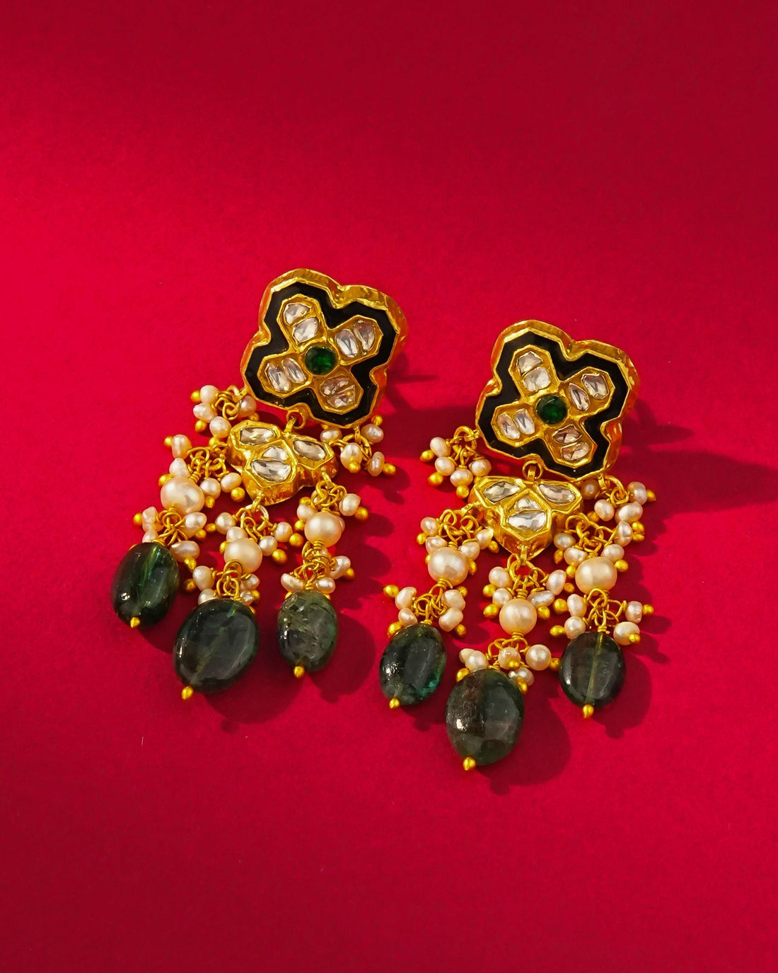 Divina Polki Long Earrings