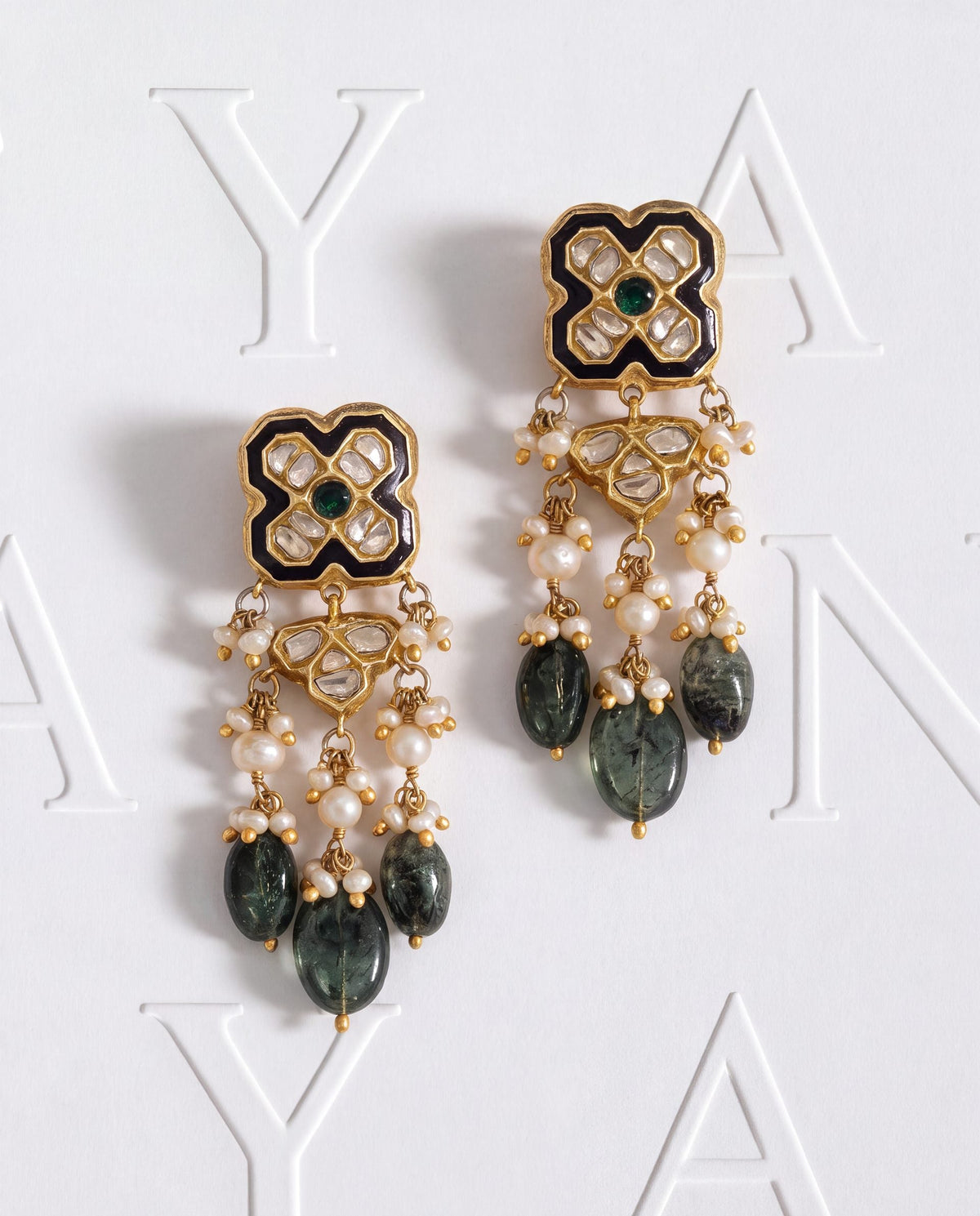 Divina Polki Long Earrings