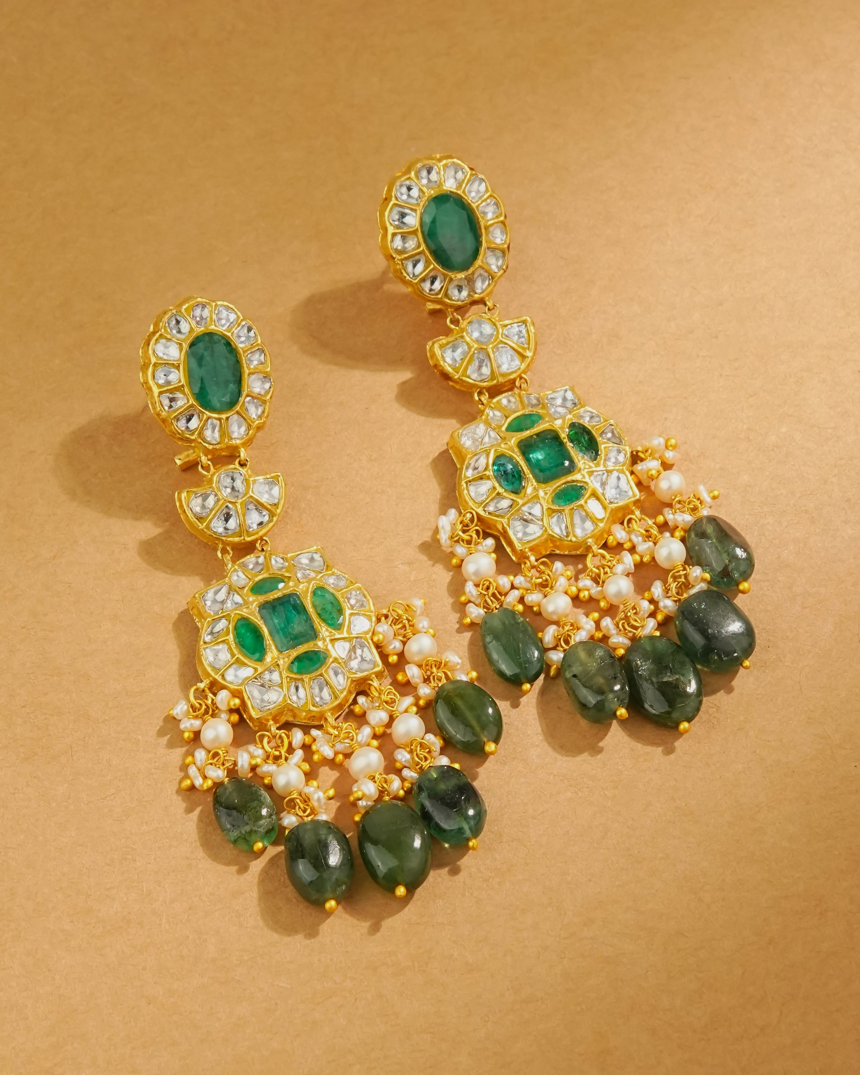 Alvina Polki Long Earrings