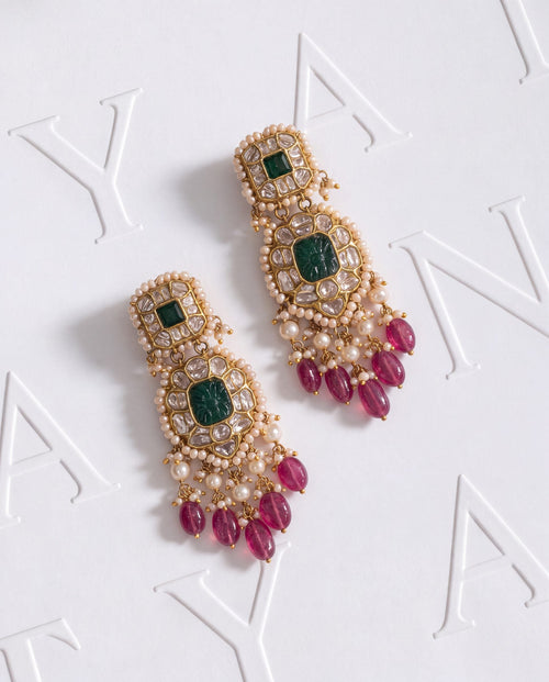 Aesha Polki Long Earrings