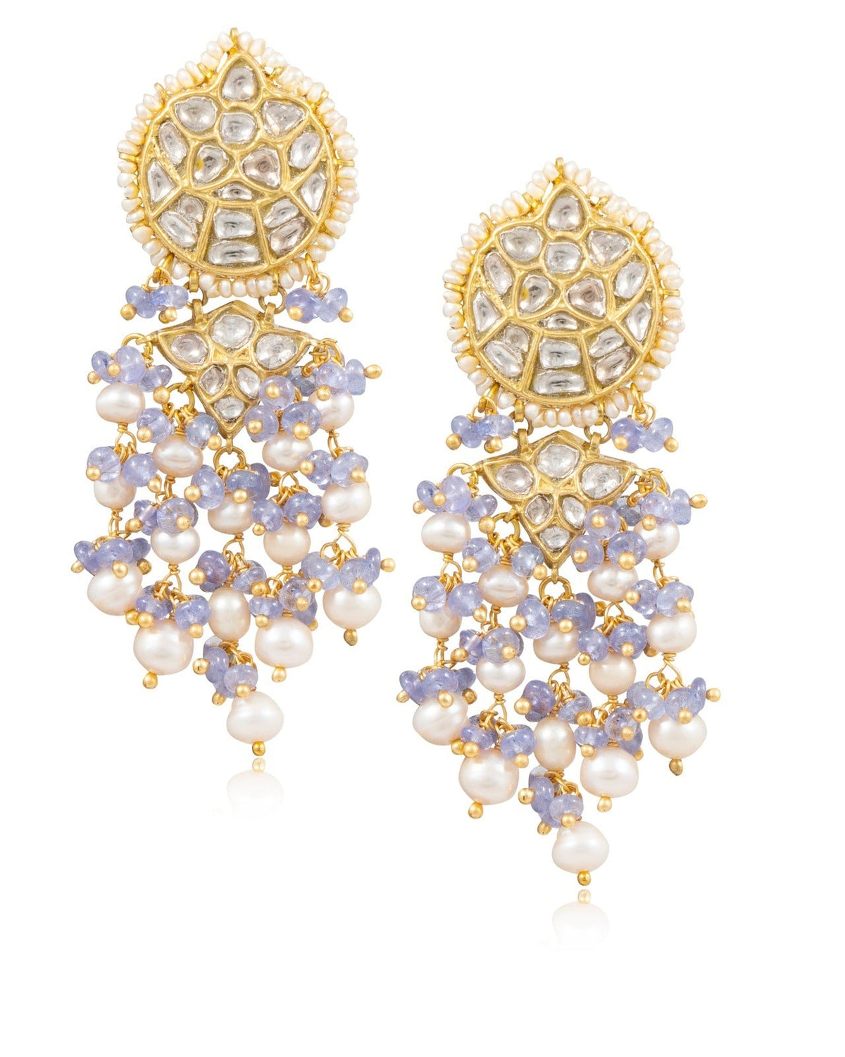 Jessica Choker And Kajal Long Earrings Polki Set
