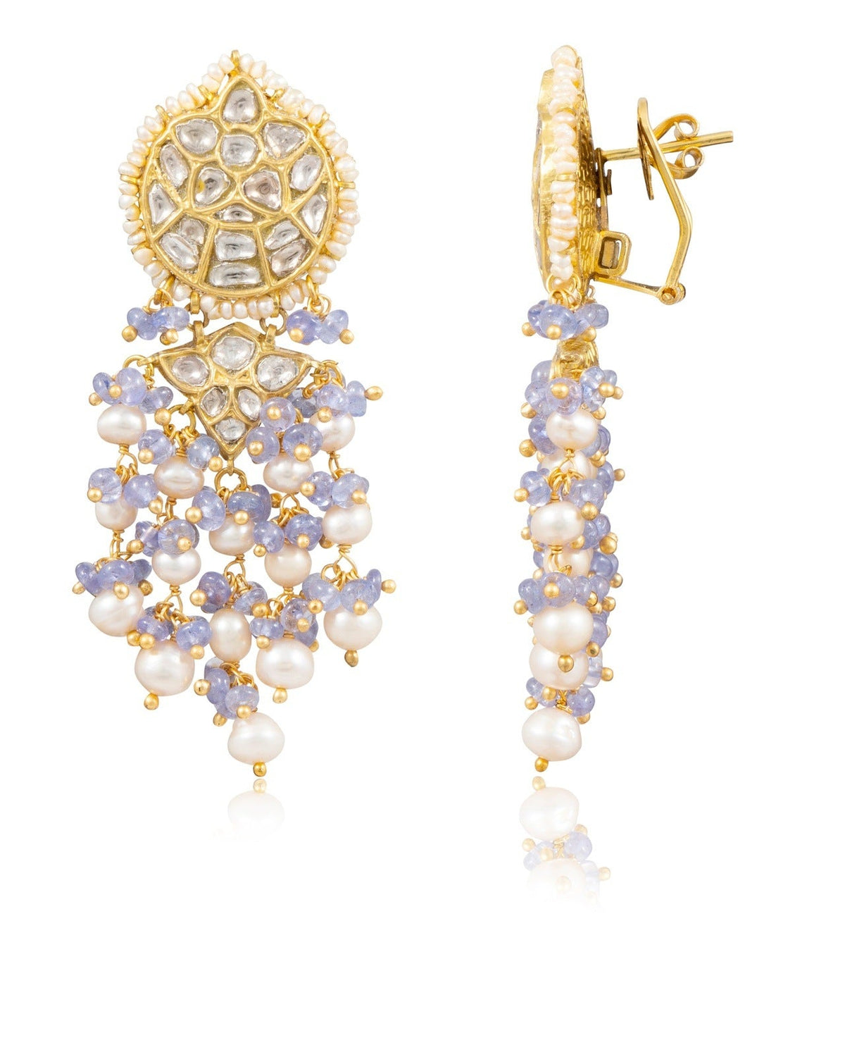 Jessica Choker And Kajal Long Earrings Polki Set