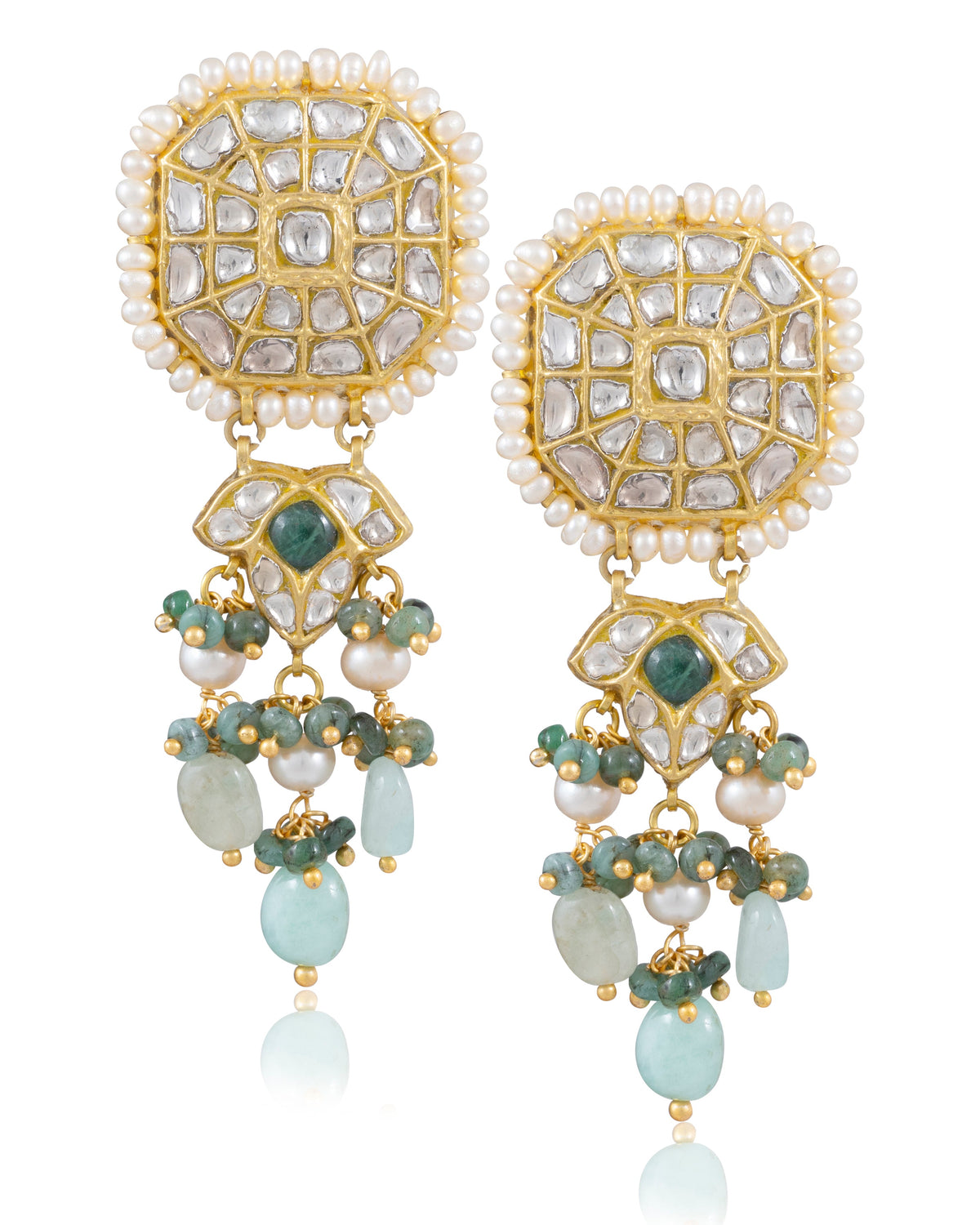 Nividita Choker And Sana Long Earrings Polki Set