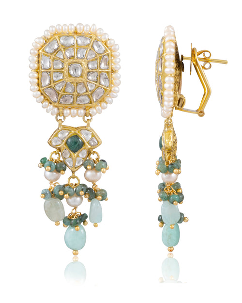 Nividita Choker And Sana Long Earrings Polki Set
