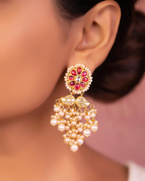 Mughda Choker And Pihu Long Earrings Polki Set