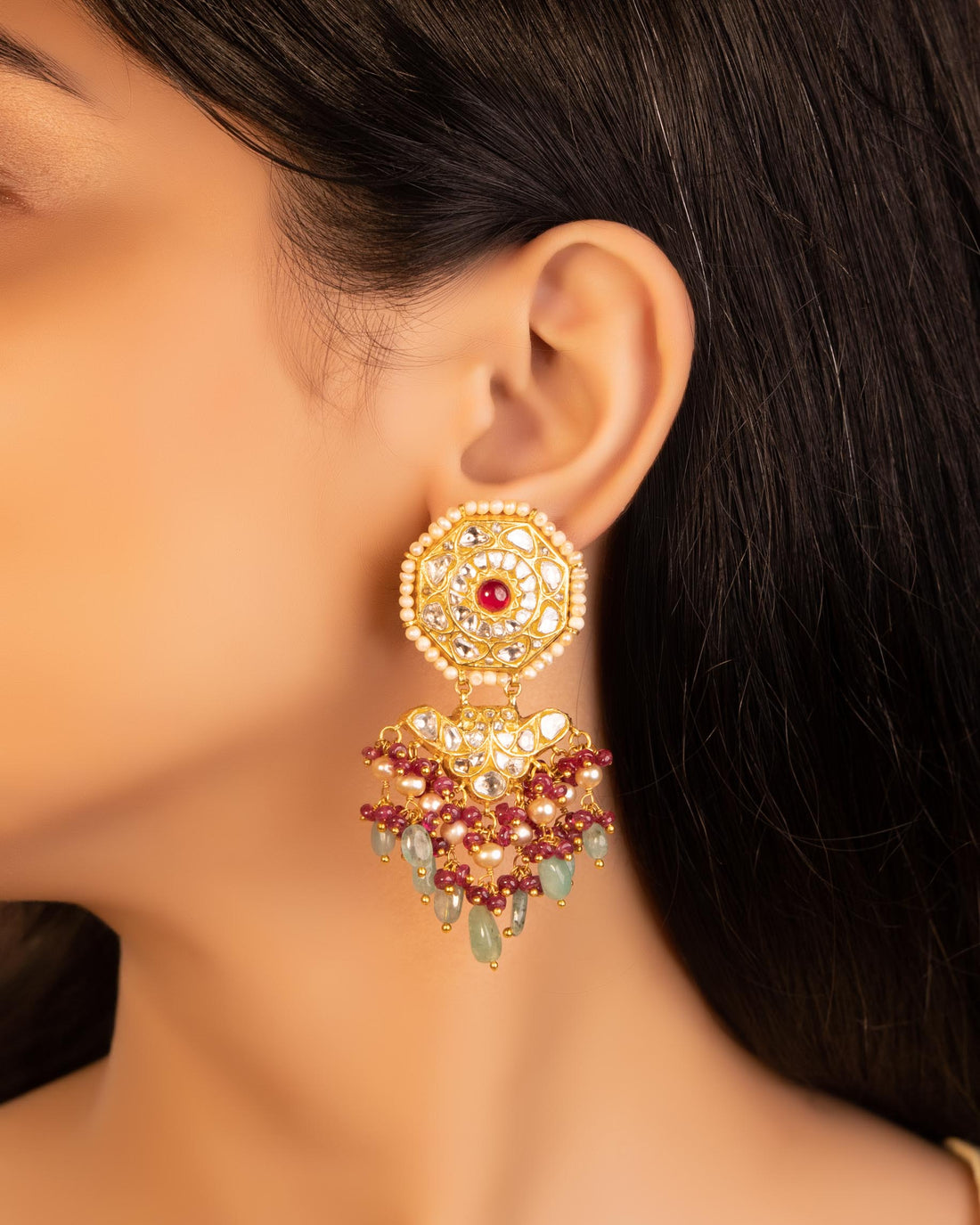 Taisha Polki Long Earrings