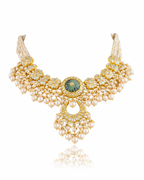 Suhana Necklace And Medha Chandbalis Polki Set