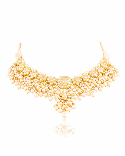 Ruksheen Necklace And Damita Tops Polki Set