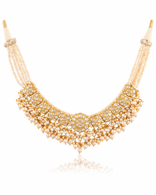 Roohi Necklace And Adhishree Tops Polki Set