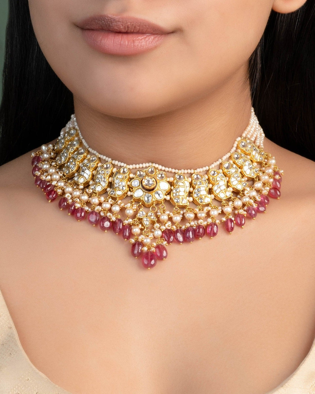 Akira Necklace And Aayushi Tops Polki Set