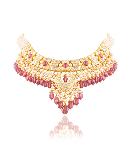Rutuja Necklace And Priyaal Chandbalis Polki Set