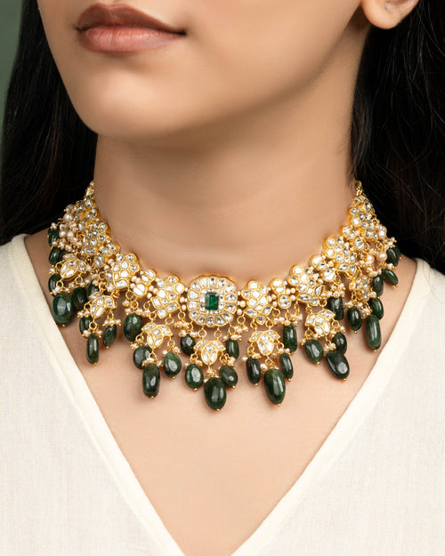 Avni Necklace And Laveena Tops Polki Set