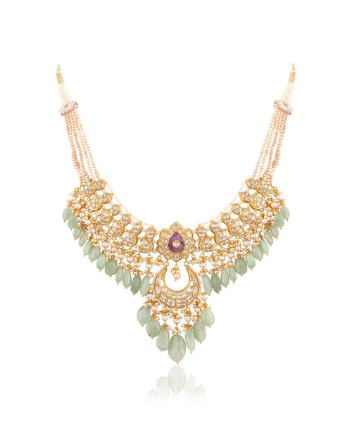 Ziya Necklace And Shivi Chandbalis Polki Set