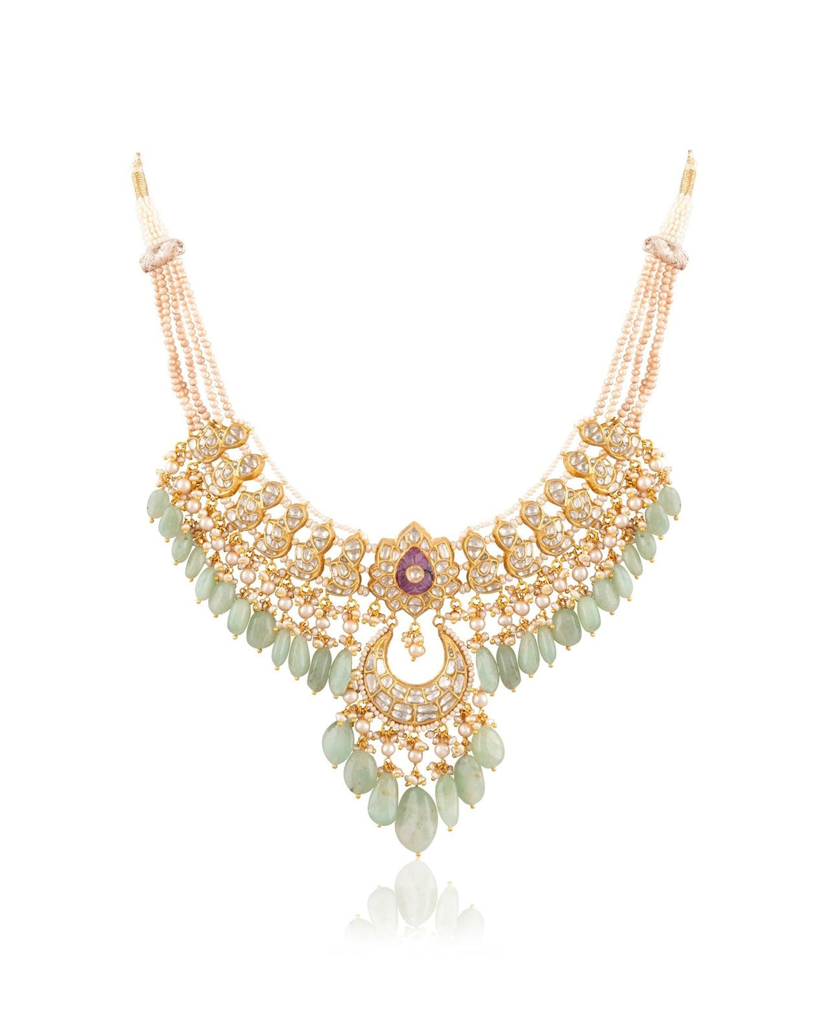 Ziya Necklace And Shivi Chandbalis Polki Set