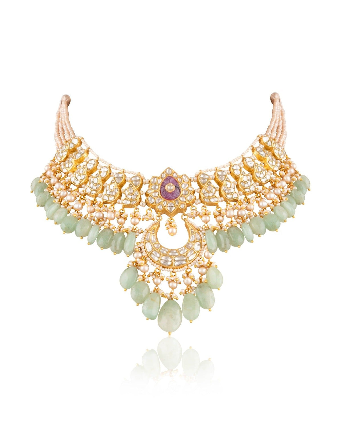 Ziya Necklace And Shivi Chandbalis Polki Set