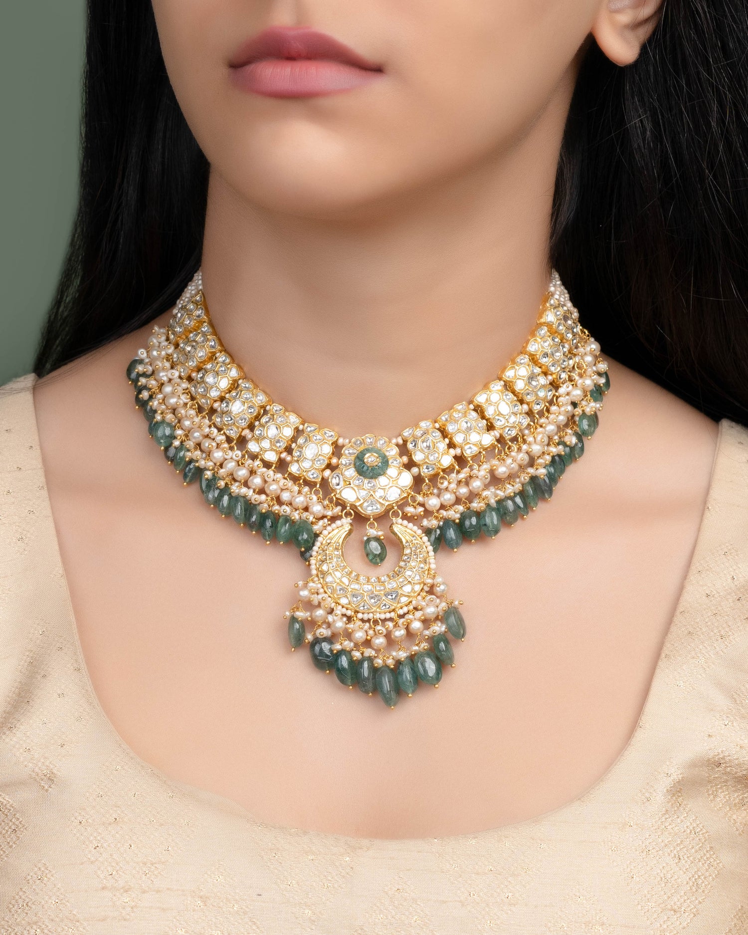 Naini Necklace And Somya Chandbalis Polki Set